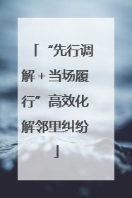 “先行调解＋当场履行”高效化解邻里纠纷