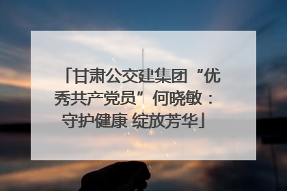 甘肃公交建集团“优秀共产党员”何晓敏：守护健康 绽放芳华