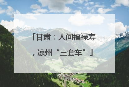 甘肃：人间福禄寿，凉州“三套车”