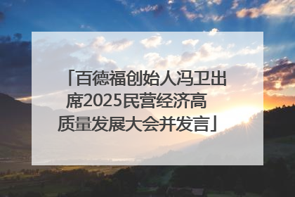 百德福创始人冯卫出席2025民营经济高质量发展大会并发言