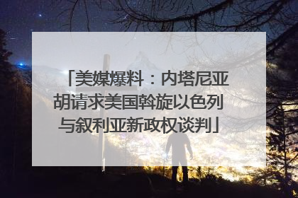 美媒爆料：内塔尼亚胡请求美国斡旋以色列与叙利亚新政权谈判