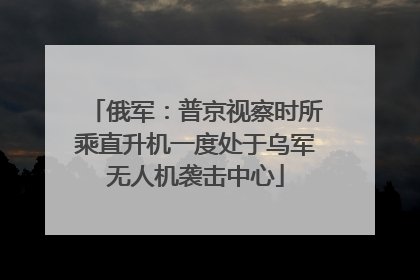 俄军：普京视察时所乘直升机一度处于乌军无人机袭击中心