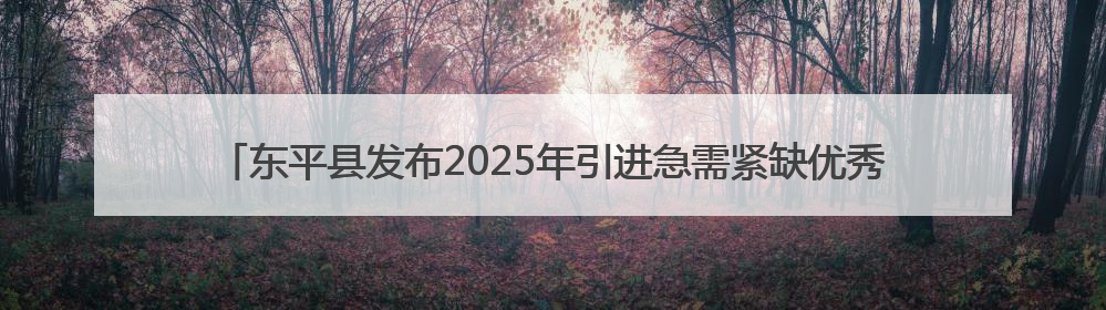 东平县发布2025年引进急需紧缺优秀青年人才初试公告，5月30日开展面谈