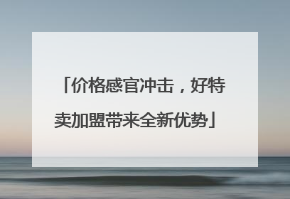 价格感官冲击，好特卖加盟带来全新优势