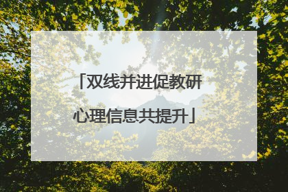 双线并进促教研 心理信息共提升