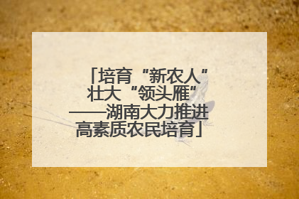 培育“新农人” 壮大“领头雁”——湖南大力推进高素质农民培育