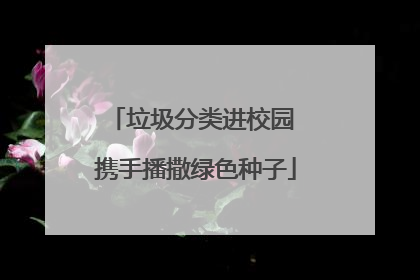 垃圾分类进校园 携手播撒绿色种子
