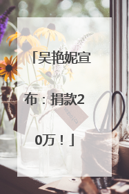 吴艳妮宣布：捐款20万！