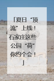 夏日“顶流”上线！石家庄这些公园“荷”你约个会！