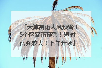 天津雷雨大风预警！5个区暴雨预警！短时雨强较大！下午开场
