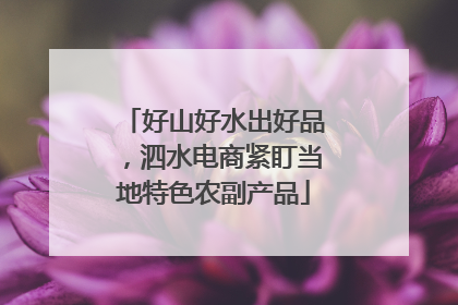 好山好水出好品，泗水电商紧盯当地特色农副产品