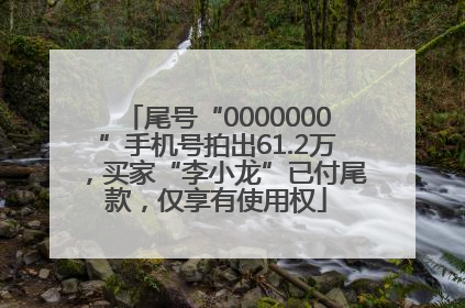 尾号“0000000”手机号拍出61.2万，买家“李小龙”已付尾款，仅享有使用权