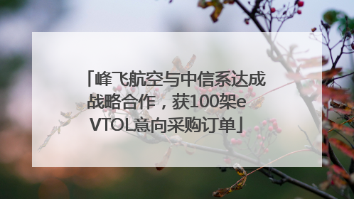 峰飞航空与中信系达成战略合作，获100架eVTOL意向采购订单