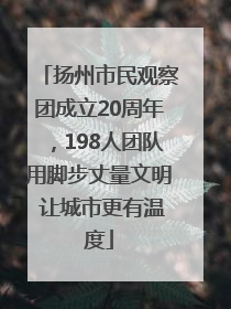 扬州市民观察团成立20周年，198人团队用脚步丈量文明 让城市更有温度