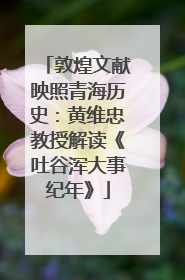 敦煌文献映照青海历史：黄维忠教授解读《吐谷浑大事纪年》