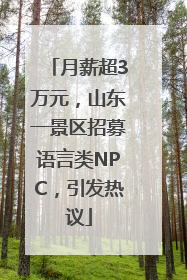 月薪超3万元，山东一景区招募语言类NPC，引发热议