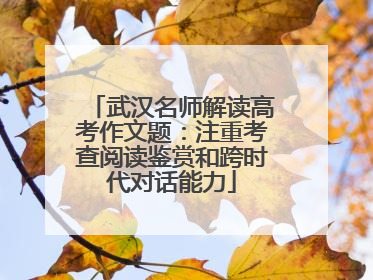 武汉名师解读高考作文题：注重考查阅读鉴赏和跨时代对话能力