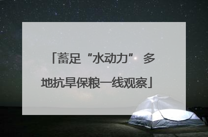 蓄足“水动力” 多地抗旱保粮一线观察