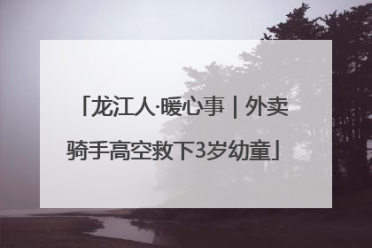 龙江人·暖心事｜外卖骑手高空救下3岁幼童