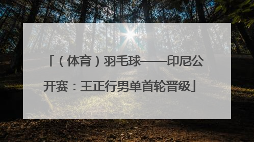 （体育）羽毛球——印尼公开赛：王正行男单首轮晋级